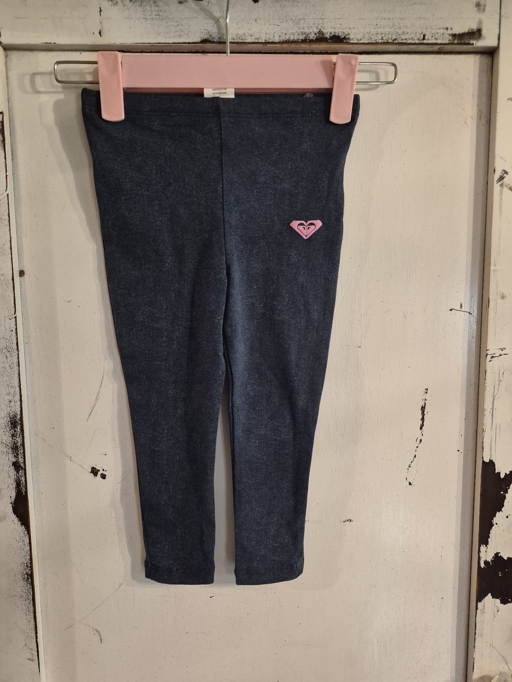 Baby Roxy Girls Navy Leggings with Pink Heart Logo